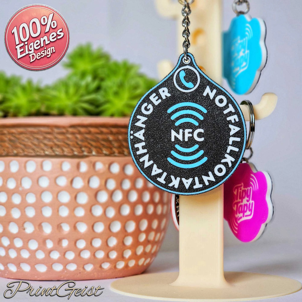TipyTapyMini NFC Notfallkontaktanhänger –  Personalisiert für Kinder & Erwachsene